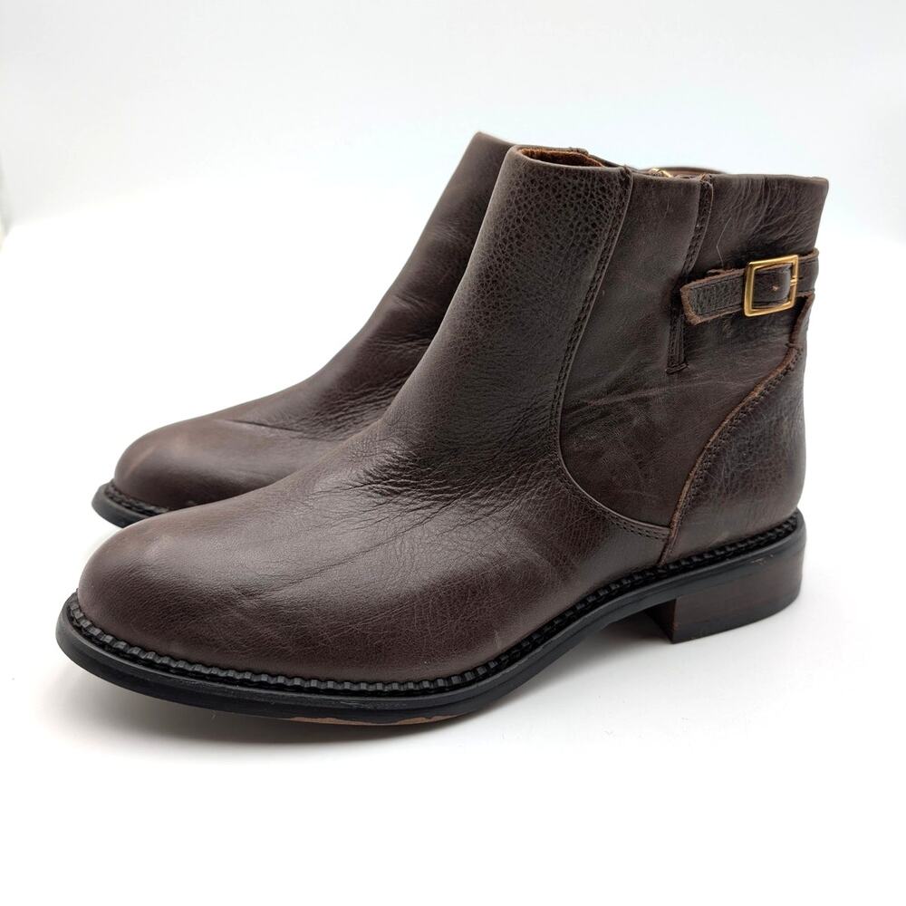 Franco Sarto Hansa Leather Ankle Booties Women's Brown Leather Size US6M EU36
